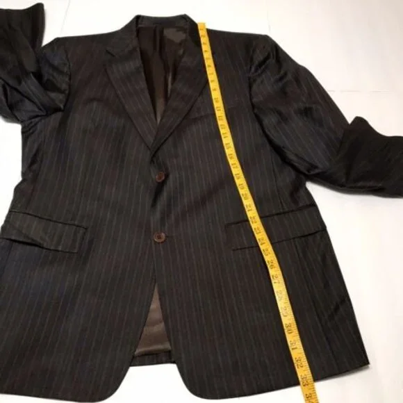 Daniel Cremieux Loro Piana Mens Brown Pinstripe Blazer Suit Jacket Size 42R